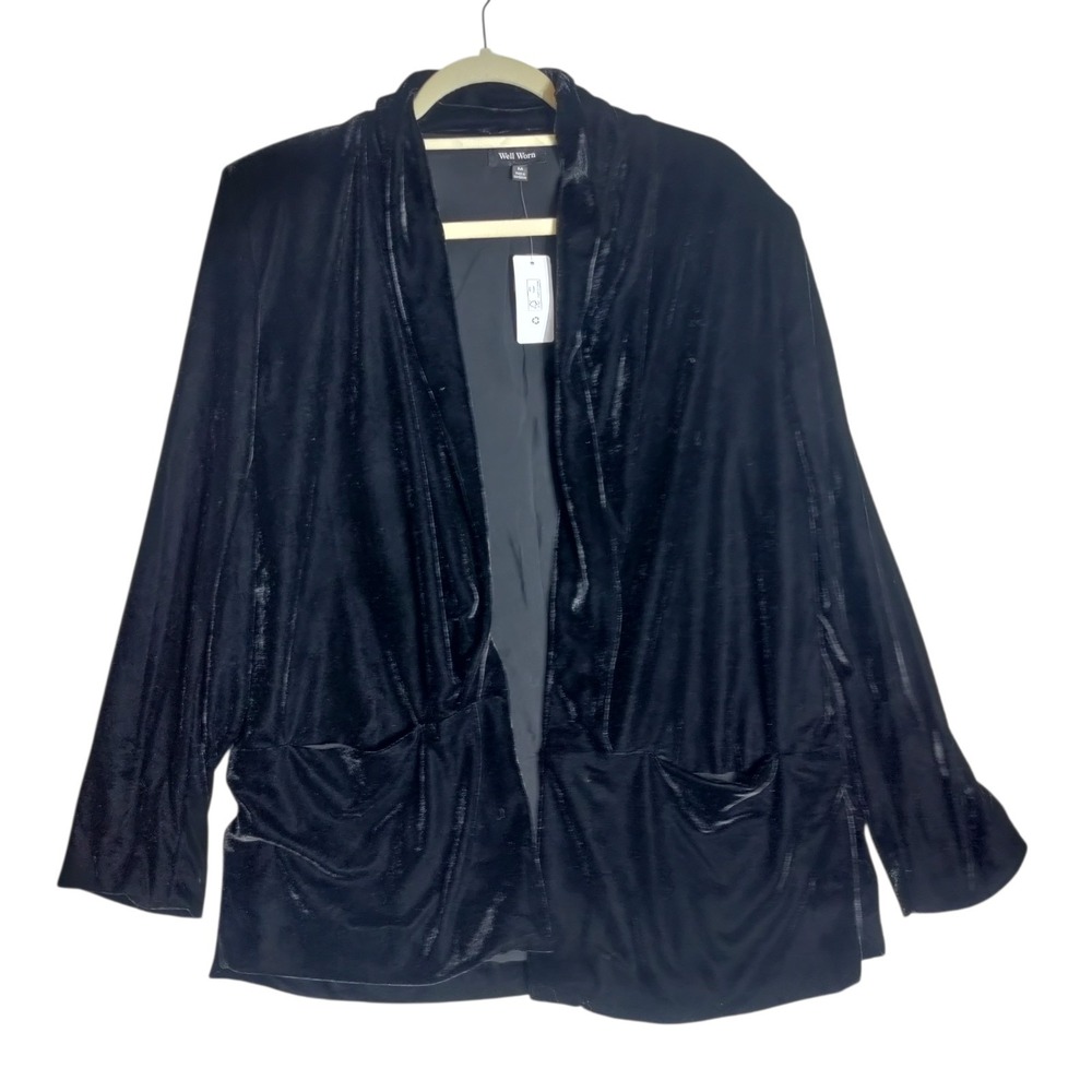 Well Worn Black Velvet Blazer Womans Szie Medium Wimsygoth Witchy Glamgoth